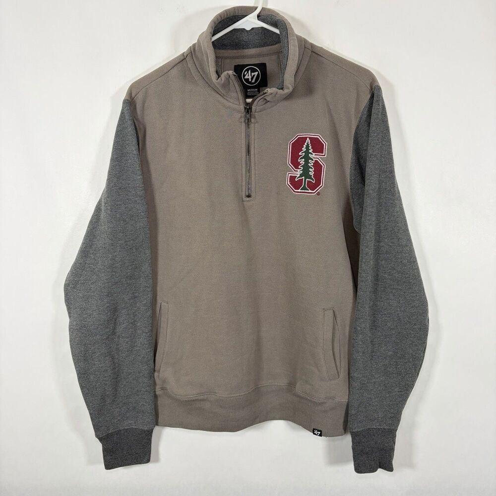 Stanford Cardinal ‘47 Brand 1/4 Zip Pullover Sweatshirt Mens Medium Gray Red
